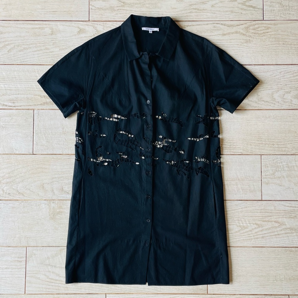 Carven Short Sleeves Mini Dress- size 40- black w cut outs